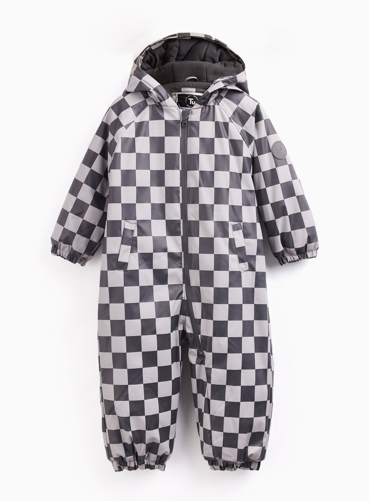 Black & Grey Checkerboard Shower Resistant Rubber Puddlesuit 