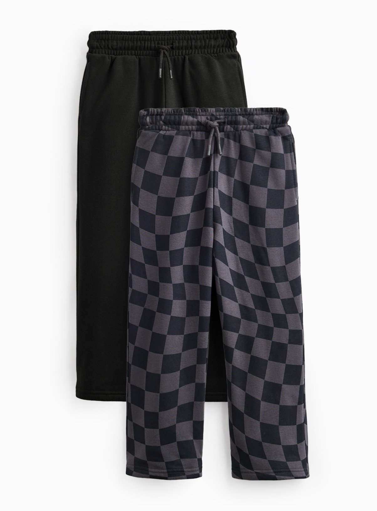 Black & Checkerboard Wide Leg Joggers 2 Pack 