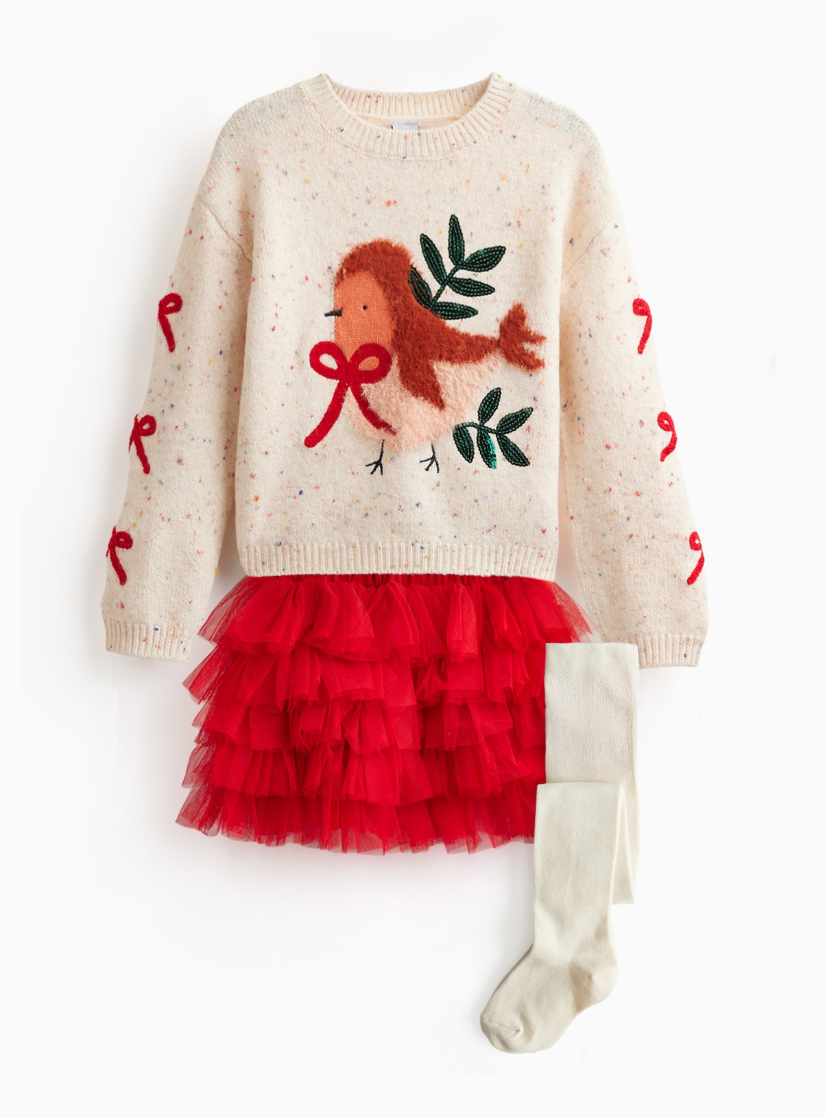 Christmas 3-Piece Top, Tutu & Tights Set 