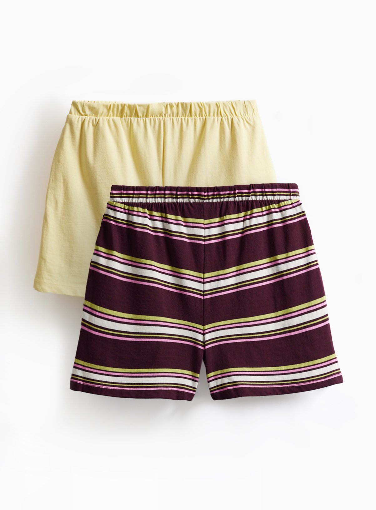 Yellow & Stripe Print Shorts 
