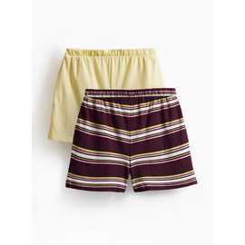 Yellow & Stripe Print Shorts