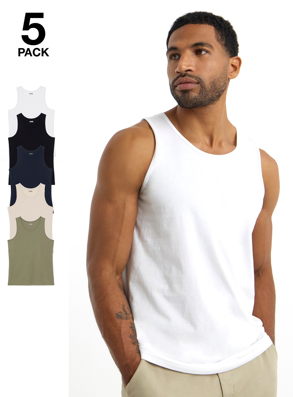 JACAMO 5 Pack Multi Vests Long L