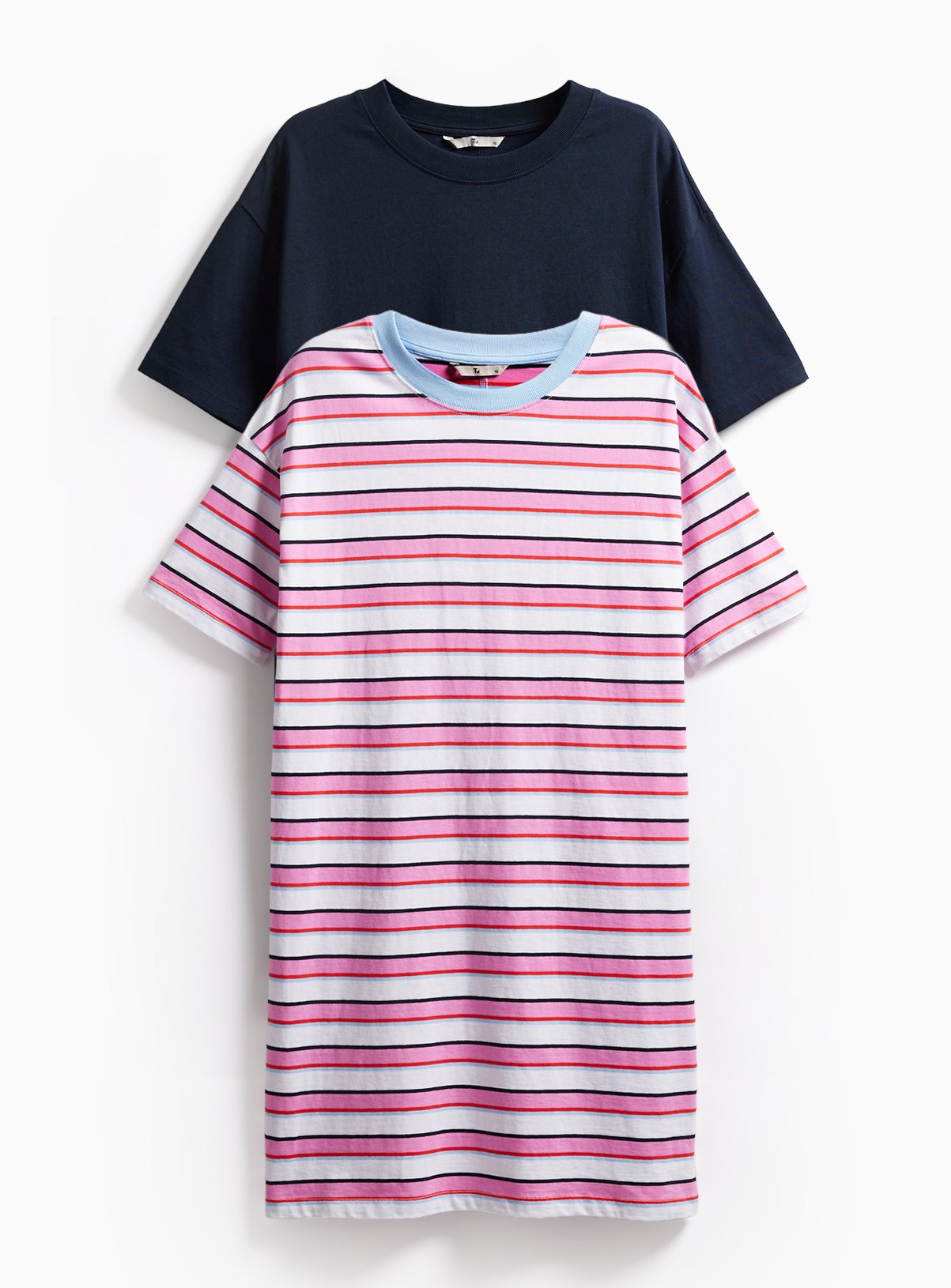 Pink Stripe & Navy Jersey Mini Dresses 2 Pack 