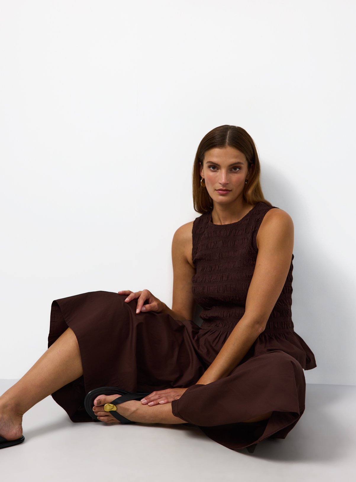 Poplin Shirred Sleeveless Co-ord Top 