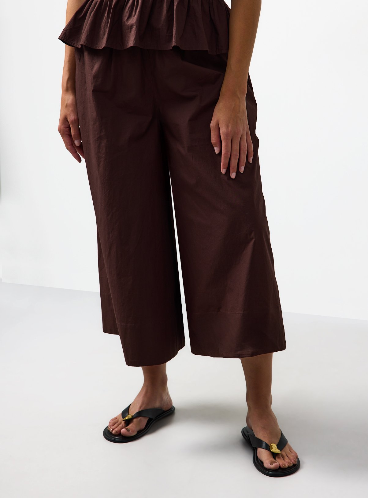 Wide Leg Poplin Palazzo Trousers 