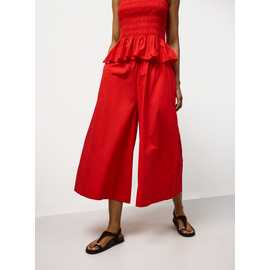 Wide Leg Poplin Palazzo Trousers