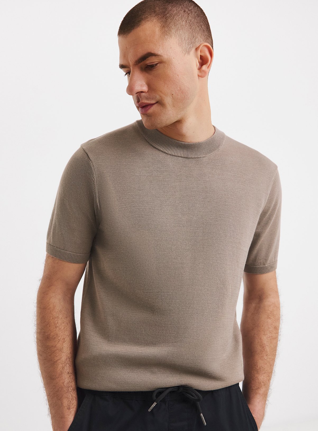 JACAMO Knitted Crew Neck T Shirt 