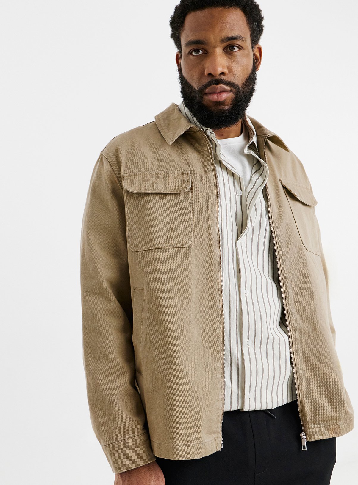 JACAMO Cotton Twill Zip Harrington