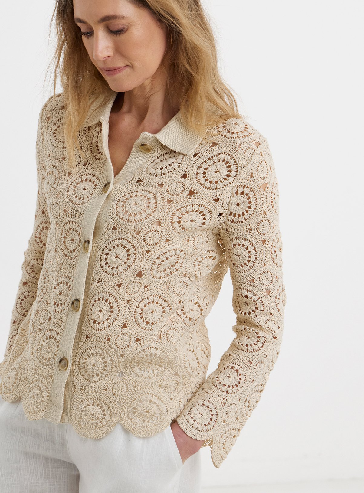 JD WILLIAMS Crochet Knitted Overshirt 