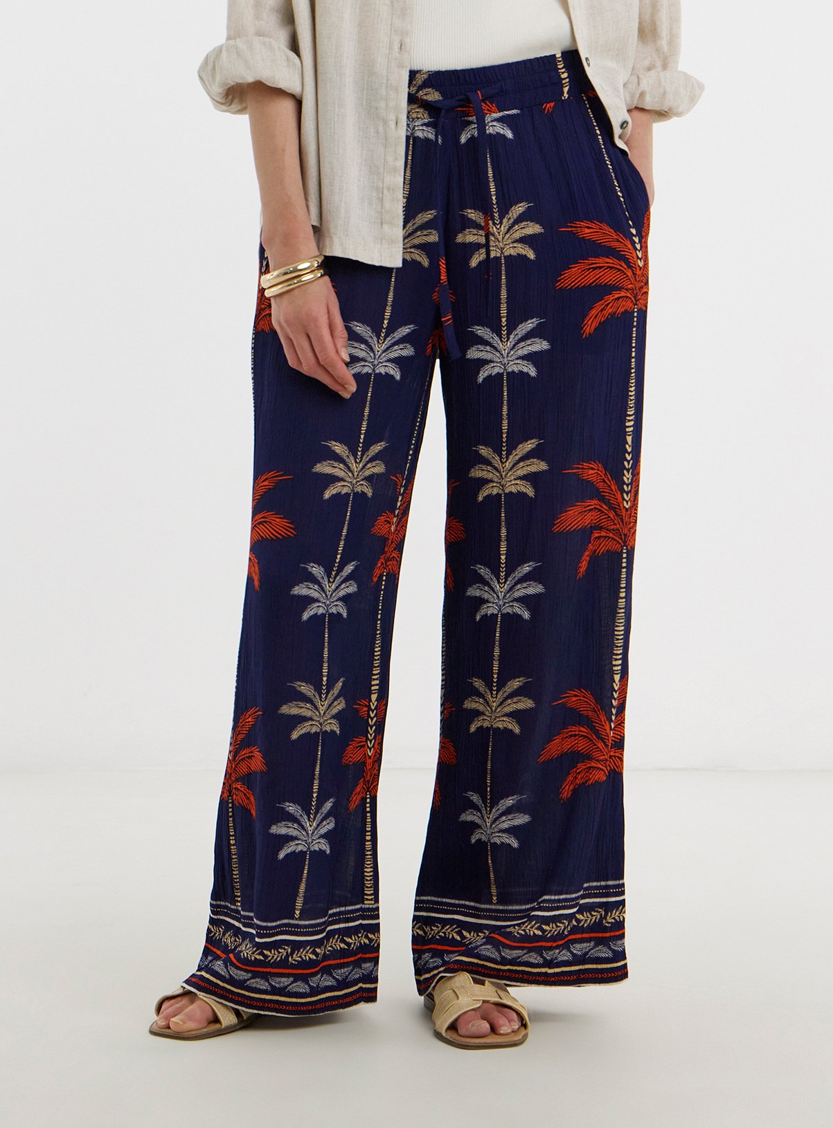 JD WILLIAMS Viscose Crinkle Pull On Wide Leg Trouser