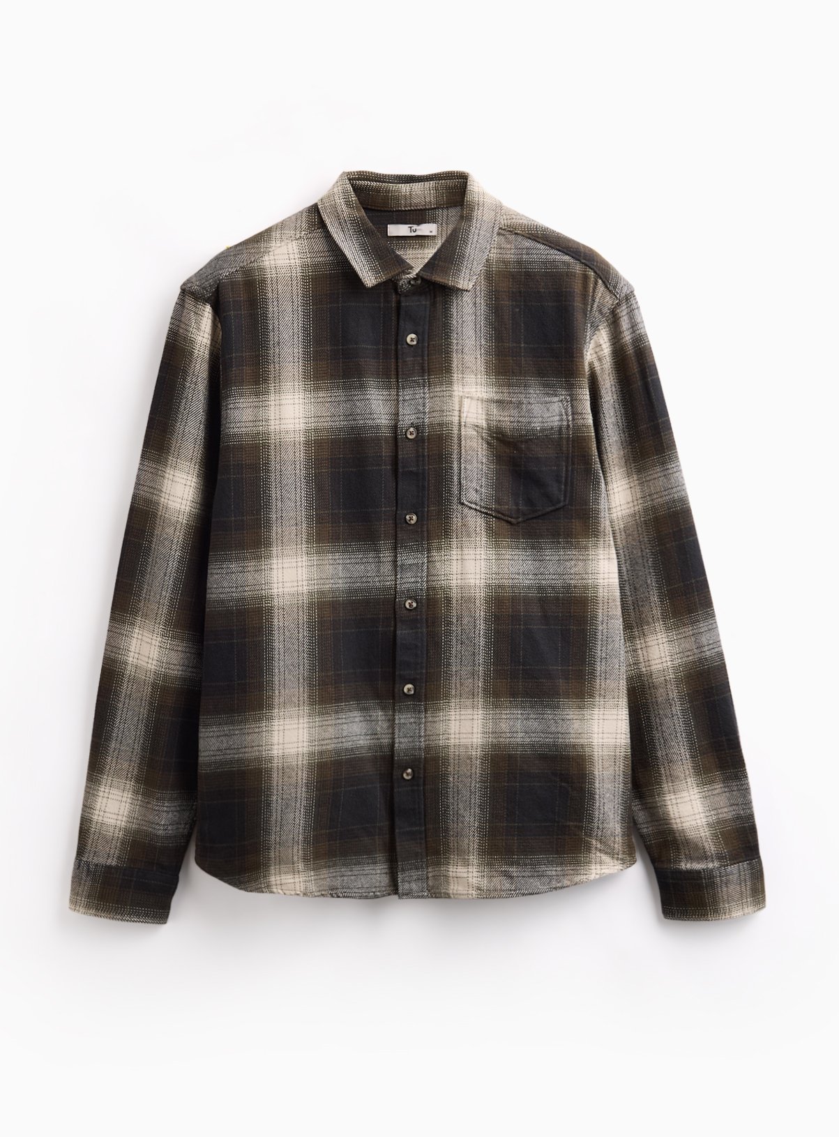 Khaki Heavyweight Check Long Sleeve Shirt 