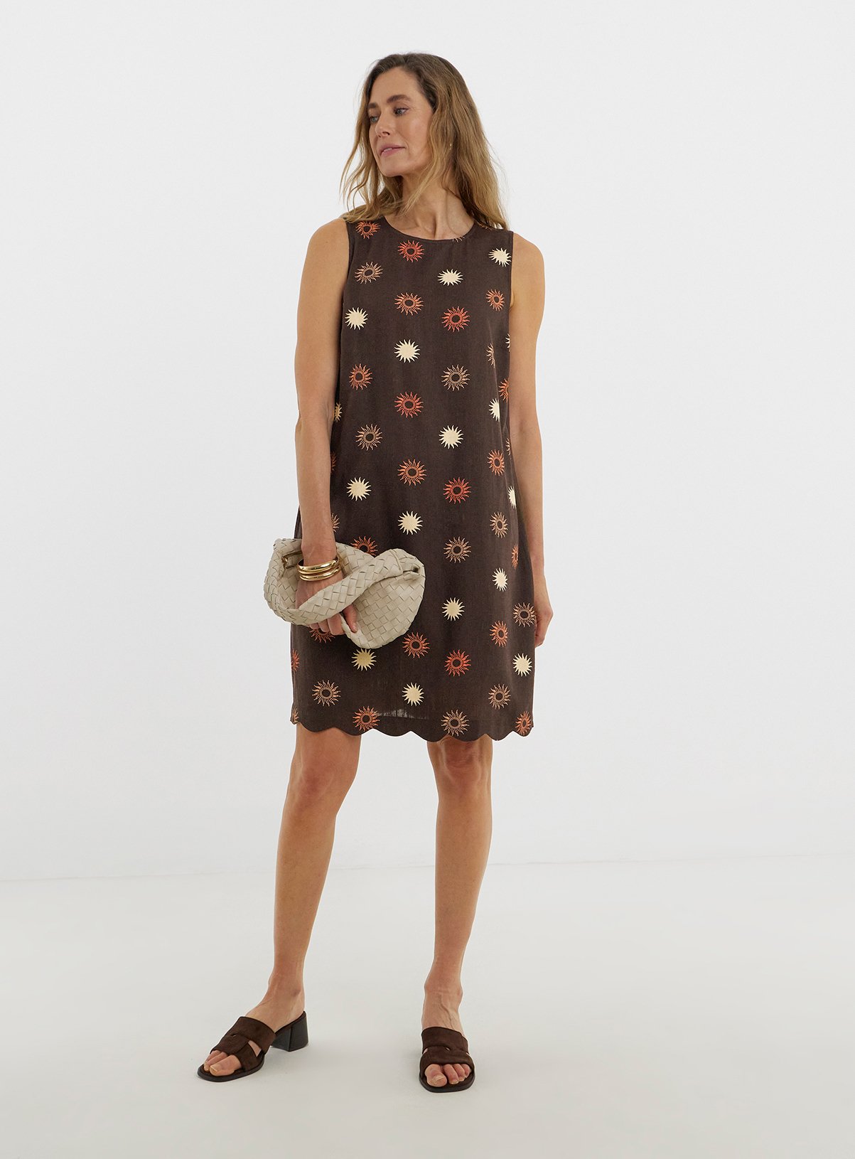 JD WILLIAMS Scallop Hem Linen Shift Dress 14