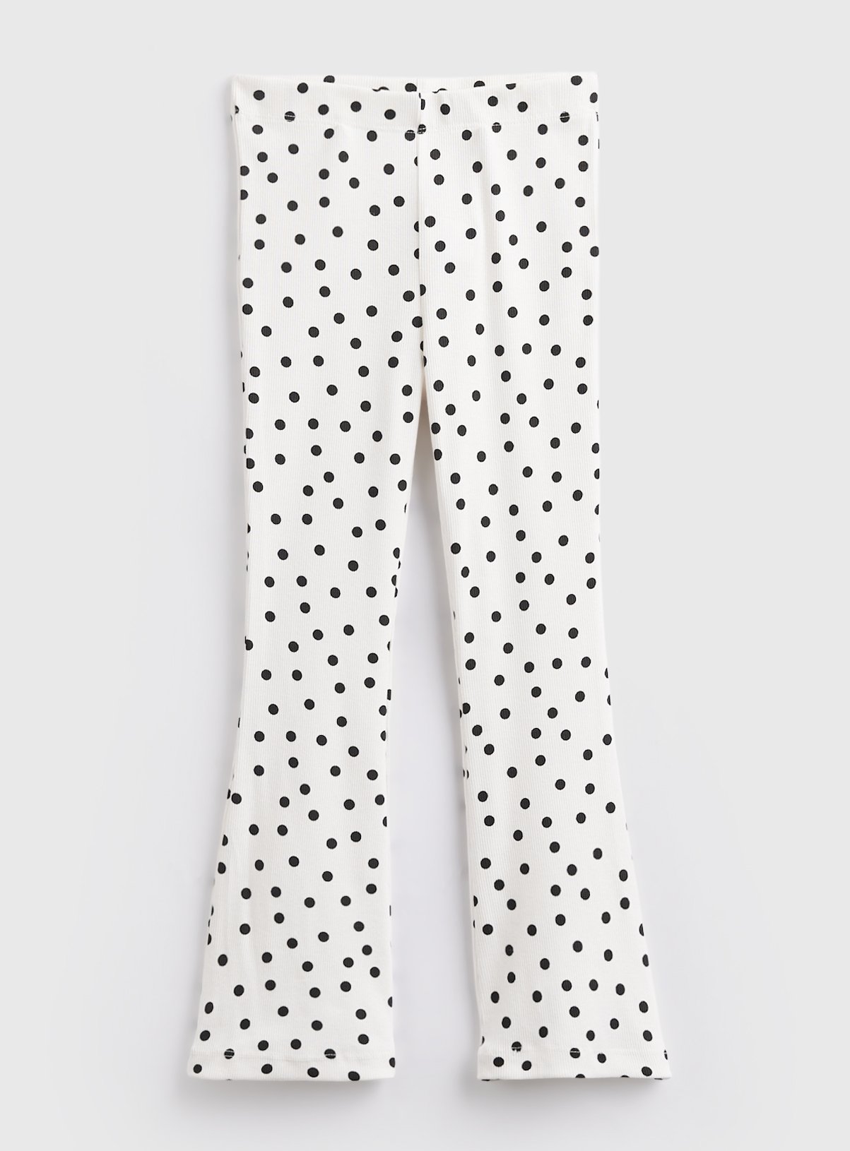 White Polka Dot Print Kick Flare Trousers 