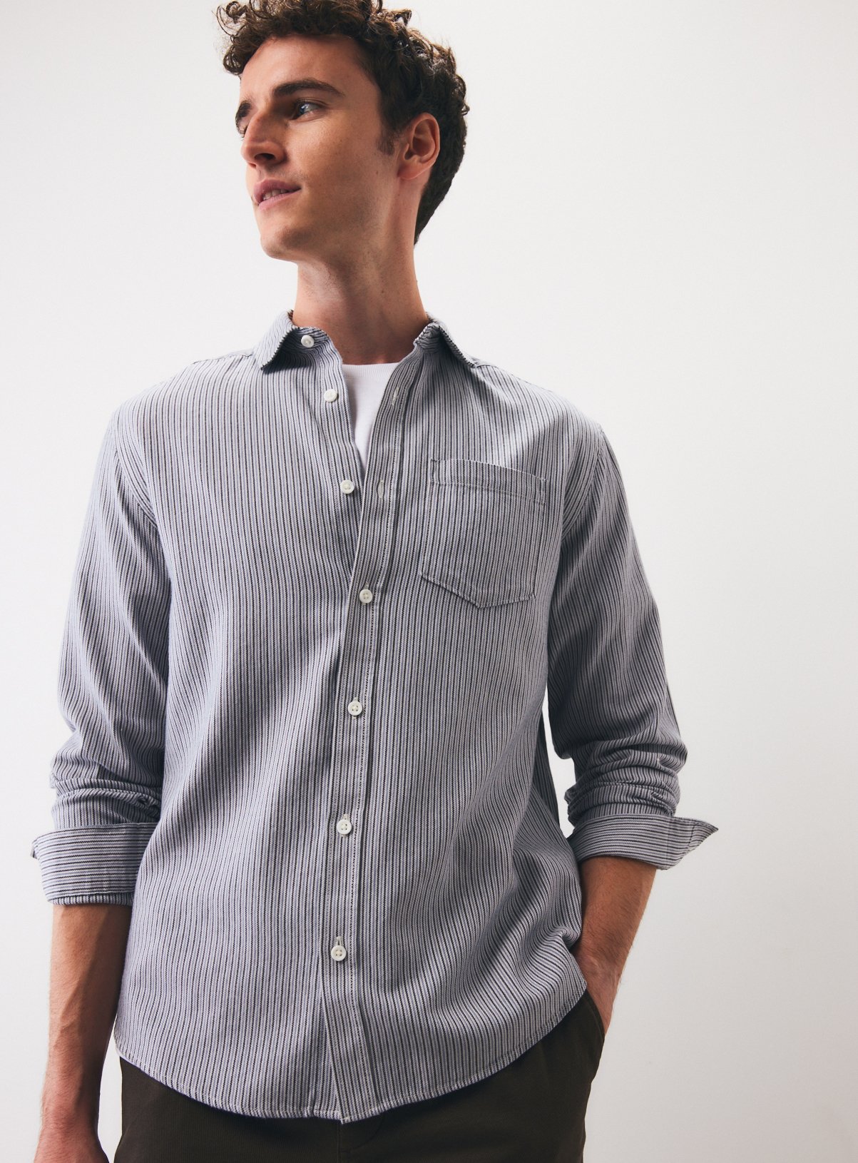Tonal Blue Pinstripe Long Sleeve Shirt 
