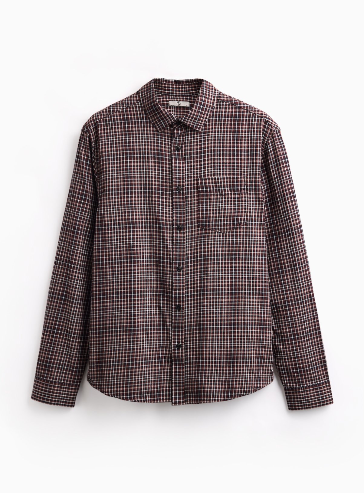 Brown Mini Window Pane Brushed Check Shirt 