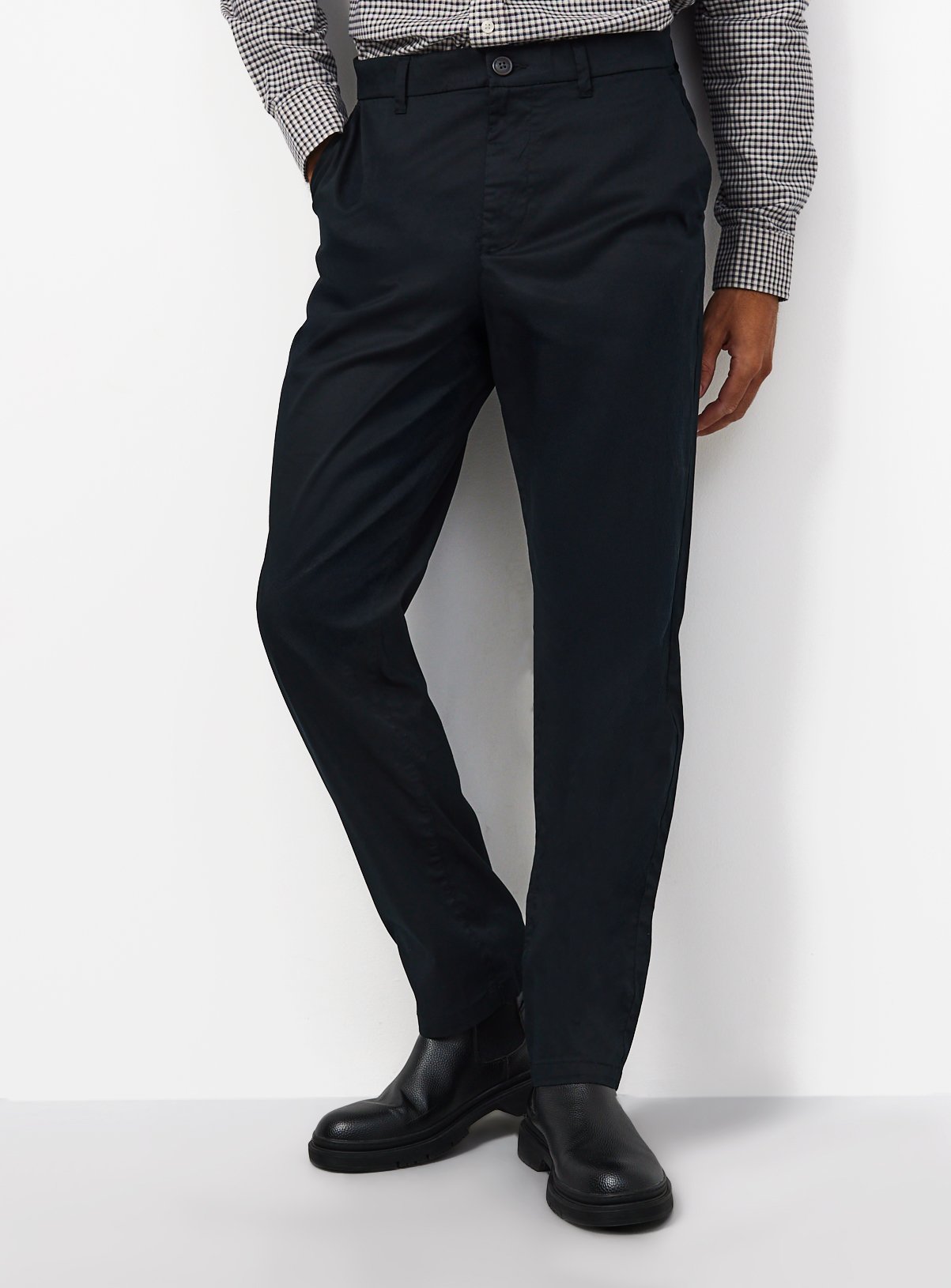 Black Lightweight Straight Leg Chinos 