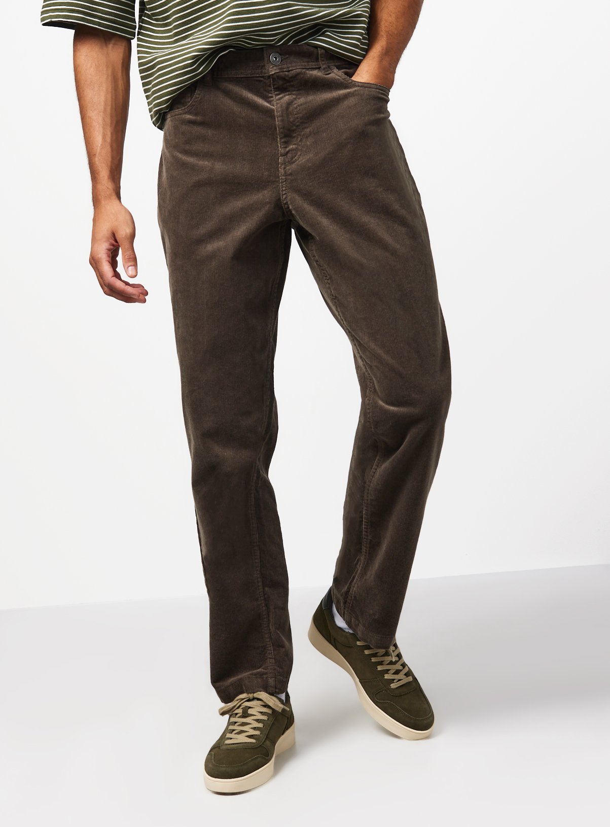 Khaki Corduroy Trousers 