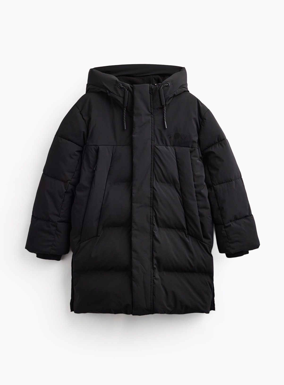 Black Longline Hooded Puffer Coat 