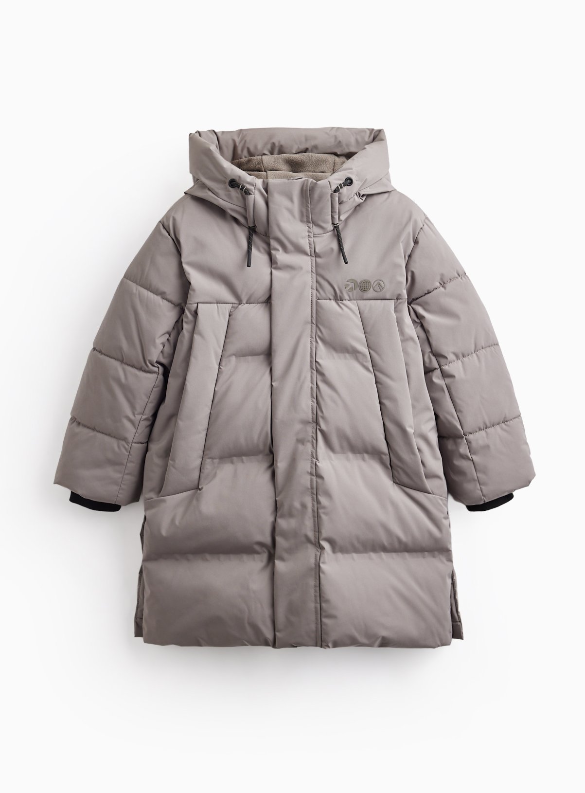 Grey Longline Hooded Puffer Coat 