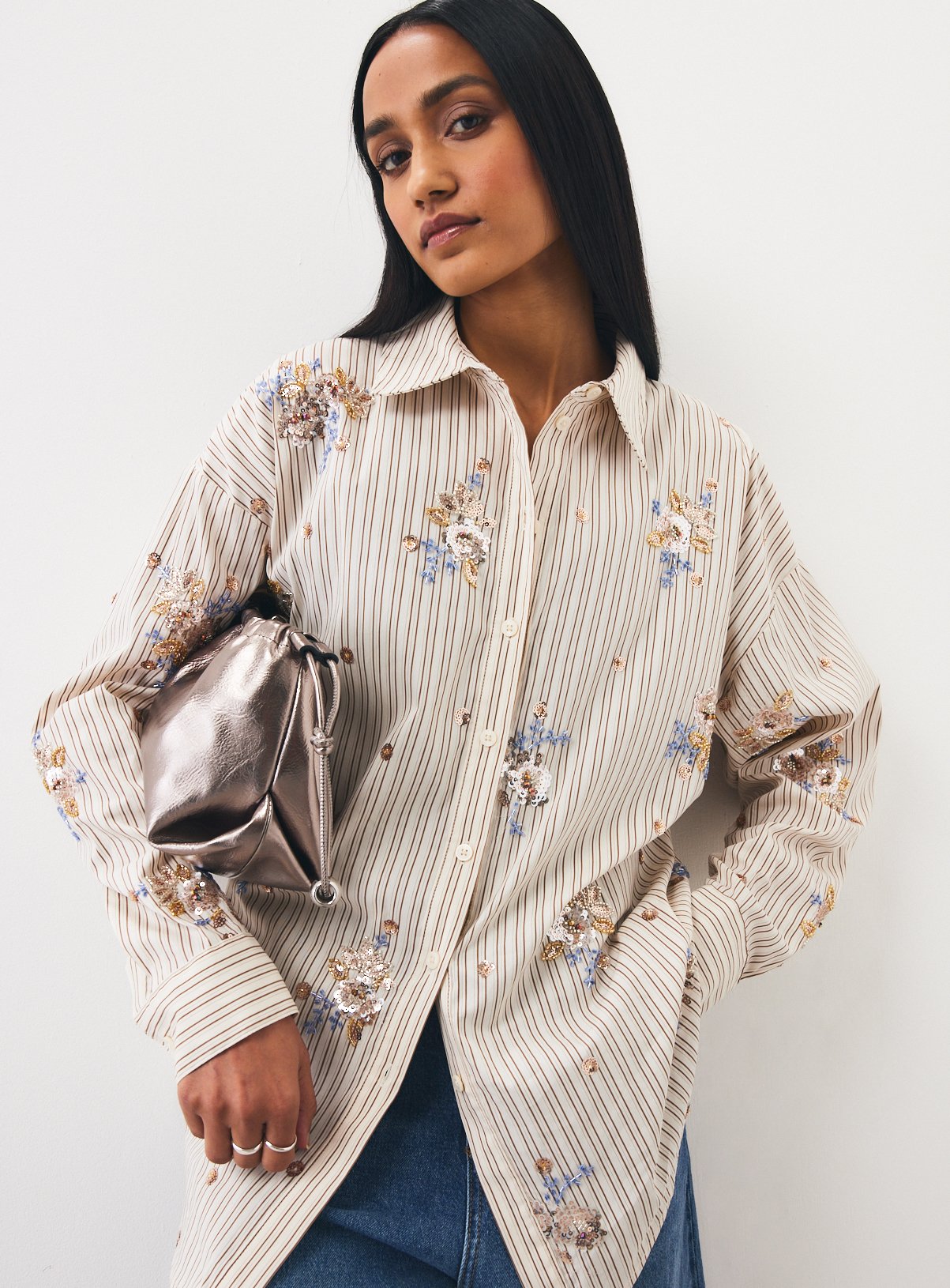 Embroidered Pinstripe Shirt 