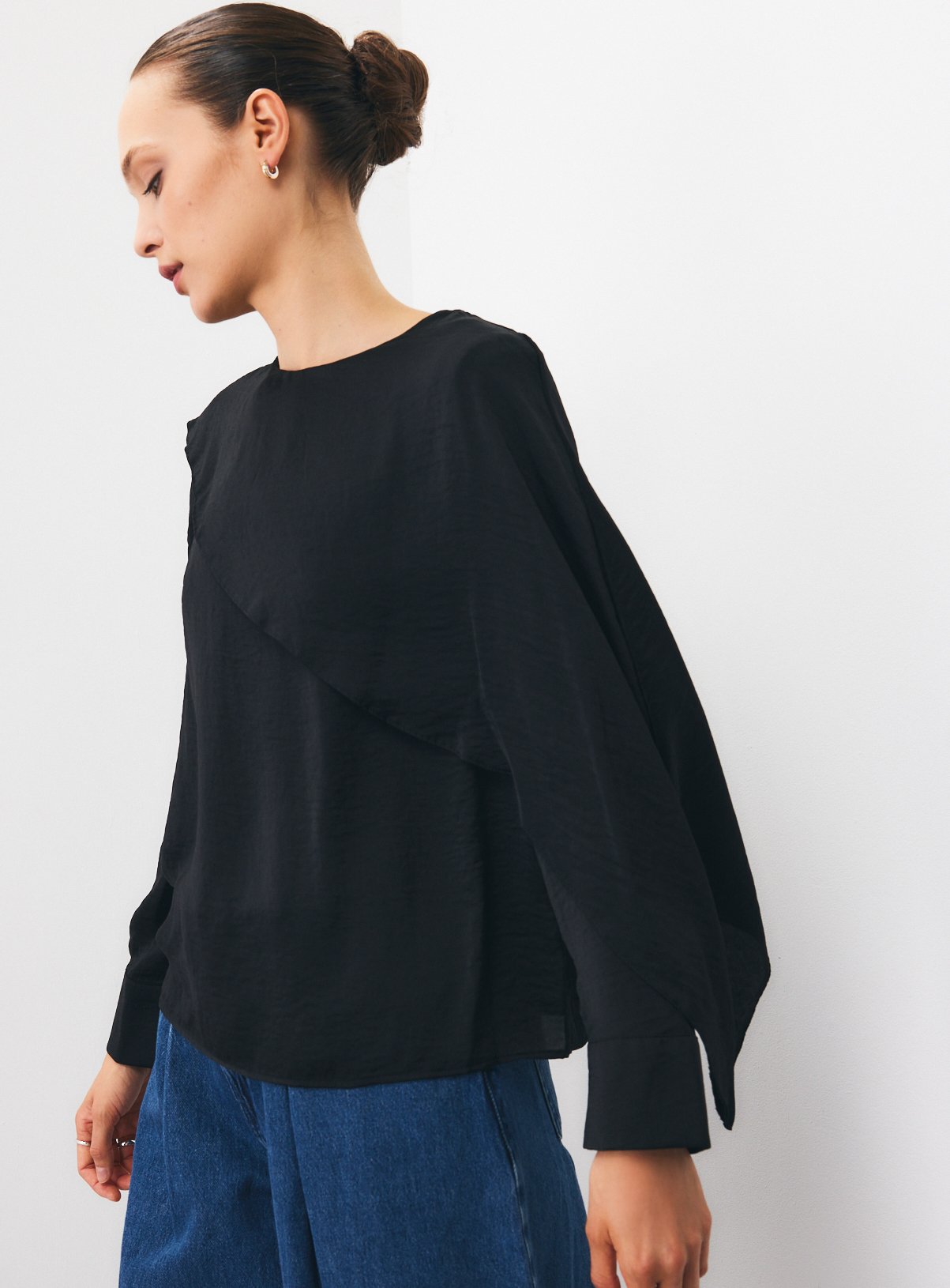 Satin Cross Body Detail Blouse 