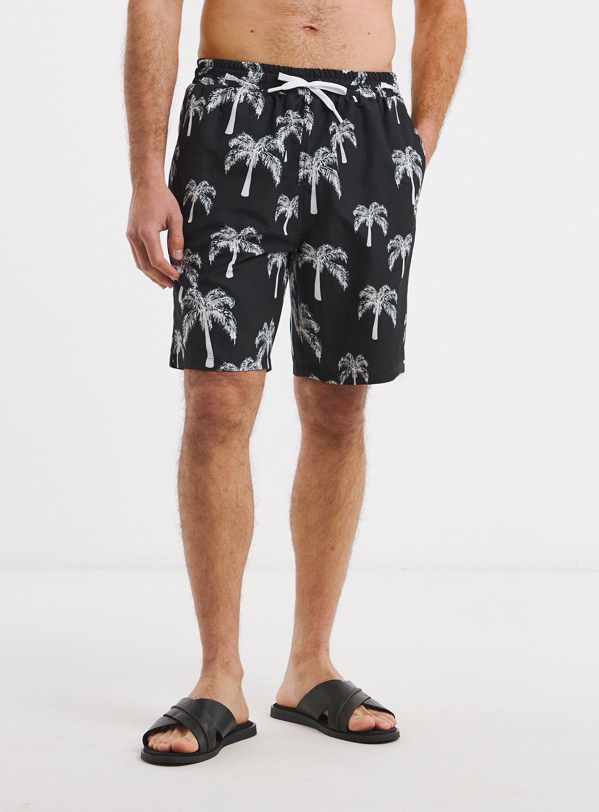 JACAMO Mono Palm Print Swim Shorts Long 