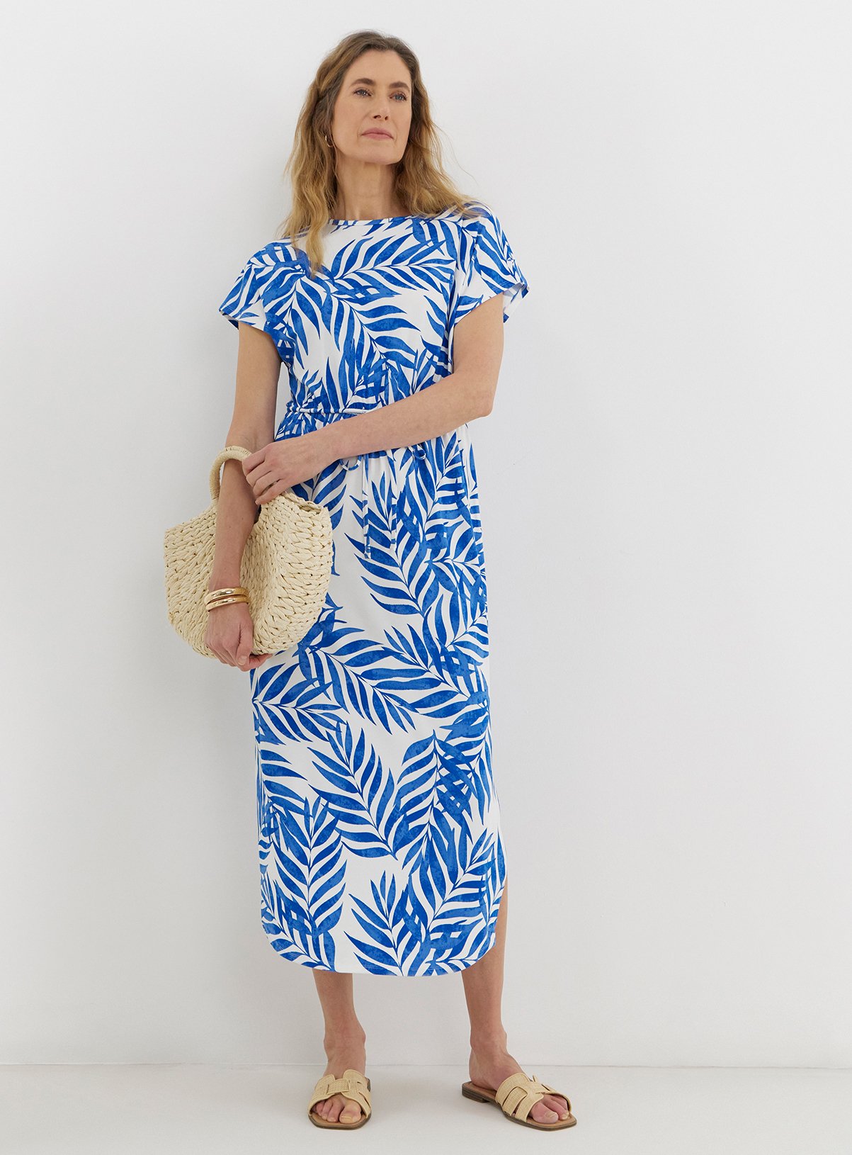 JD WILLIAMS Great Value Tie Waist Midi T-Shirt Dress 