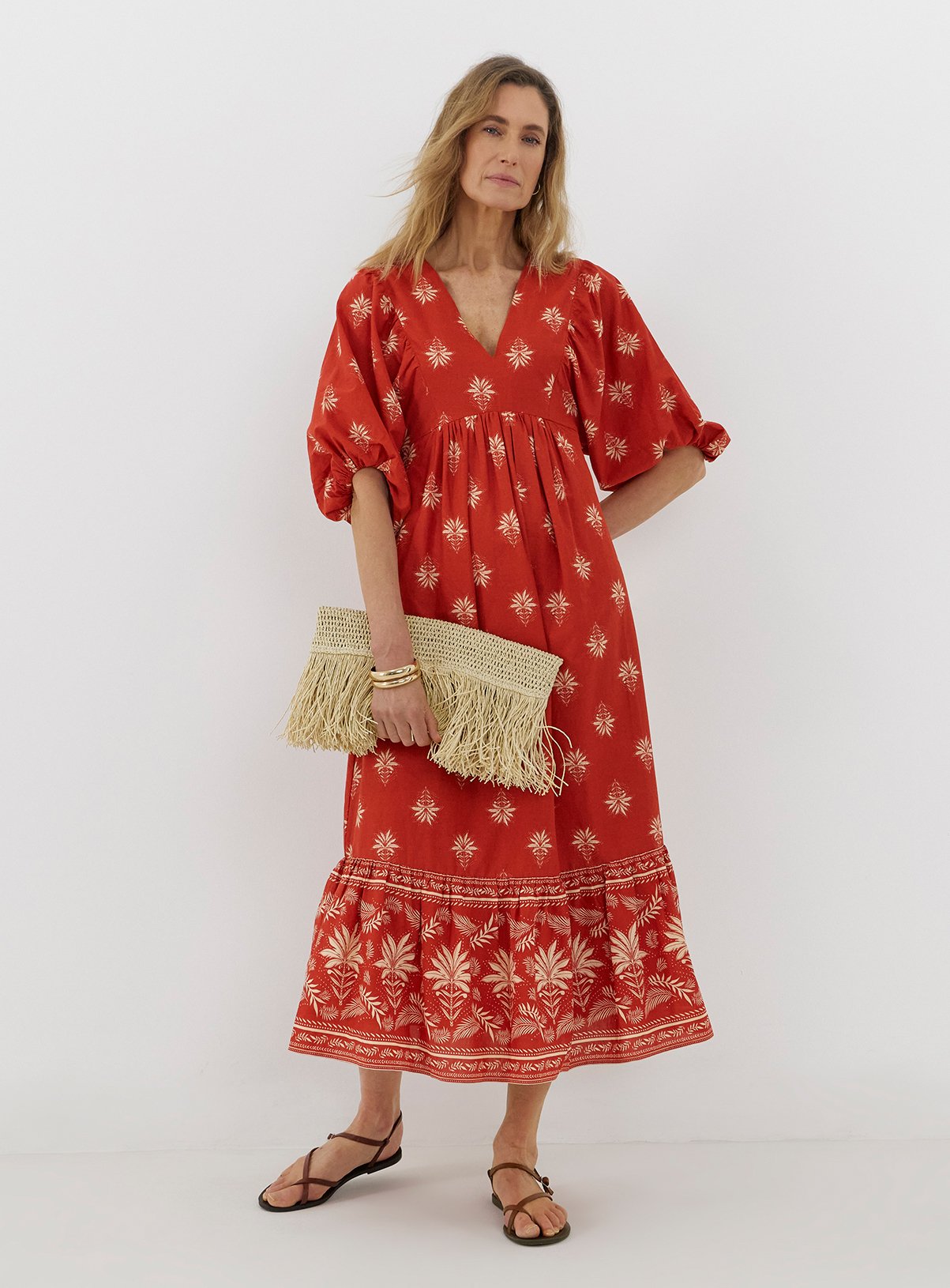 JD WILLIAMS Border Print Batwing Smock Dress 