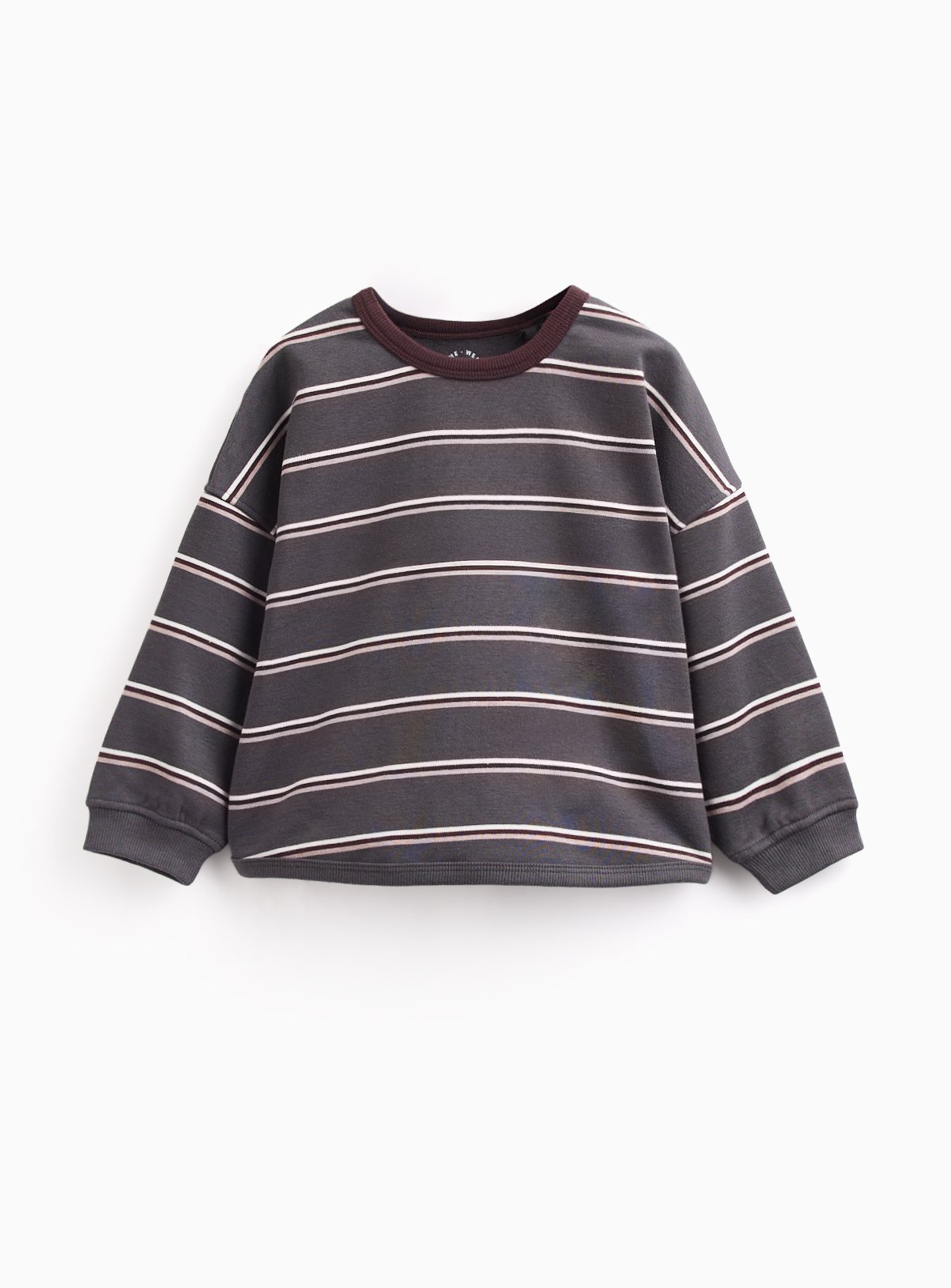 Grey Striped Crewneck Sweater 