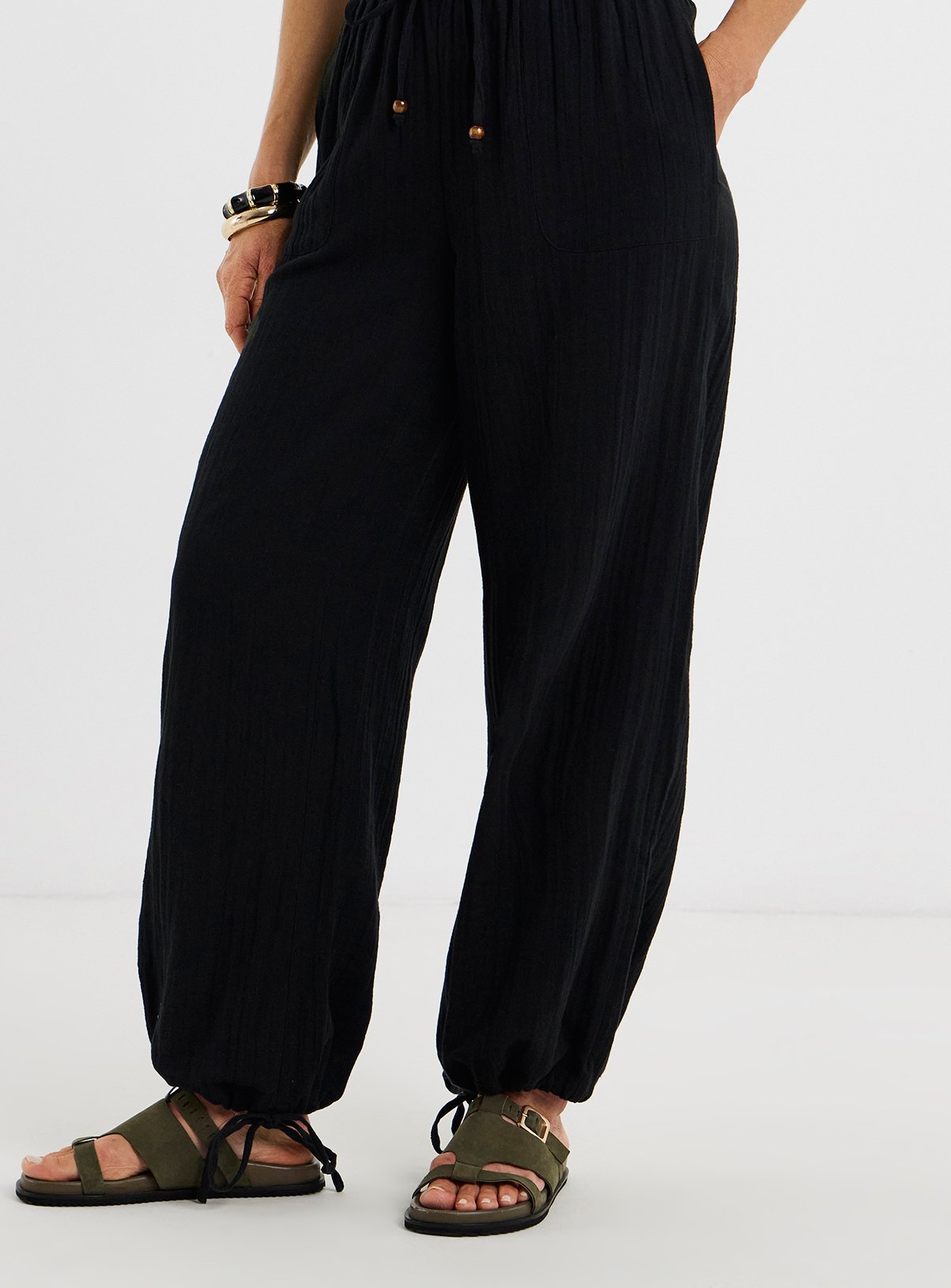 JD WILLIAMS Cotton Cheesecloth Balloon Trousers 