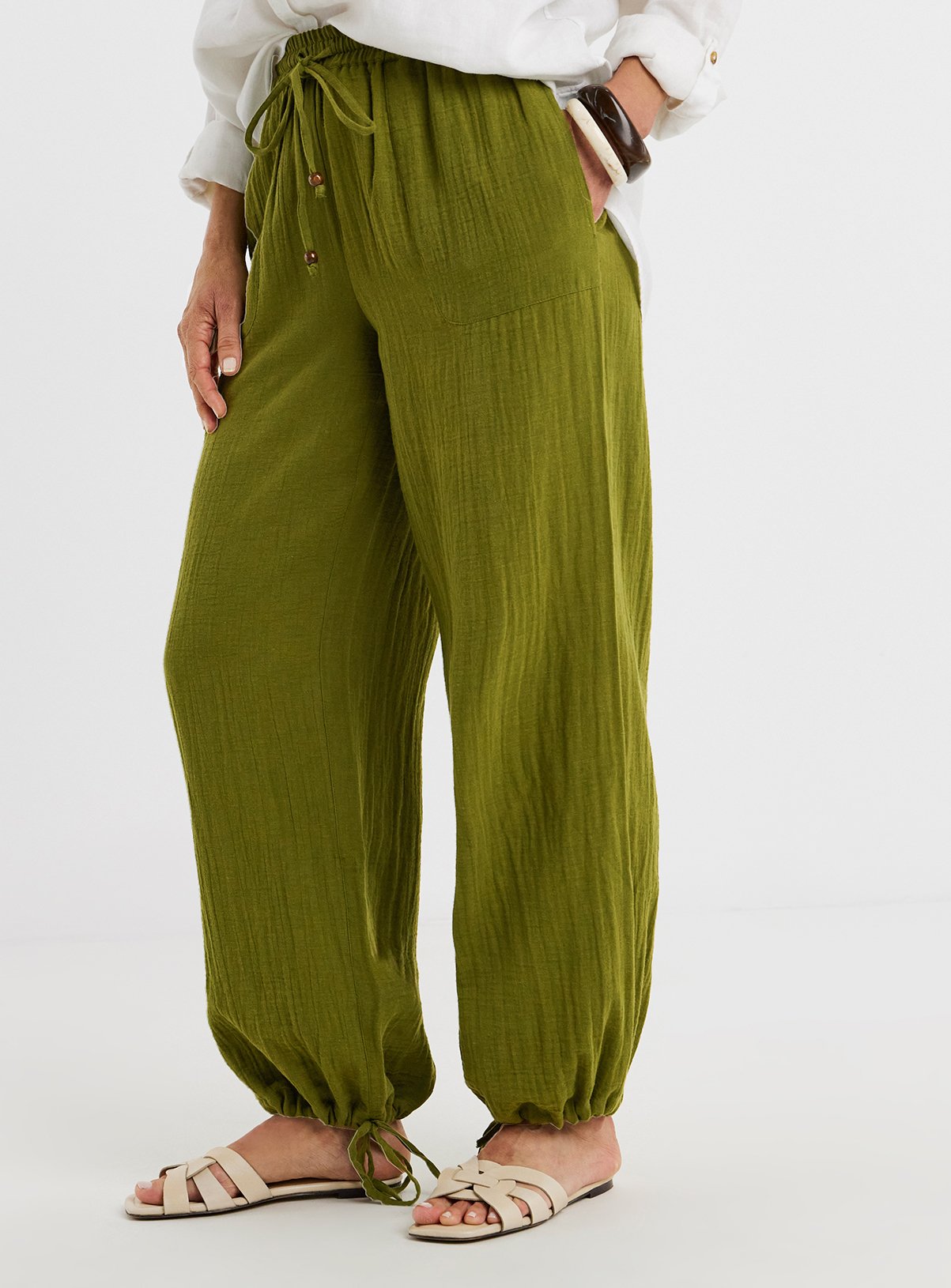 JD WILLIAMS Cotton Cheesecloth Balloon Trousers 