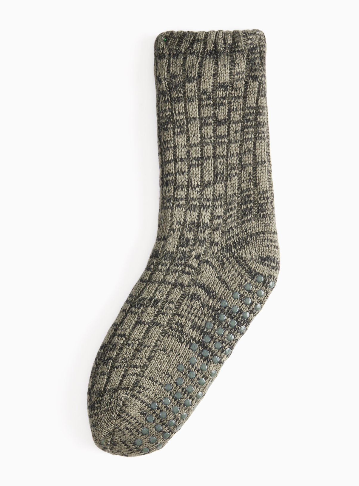 Khaki Rib Knit Slipper Socks   6-11