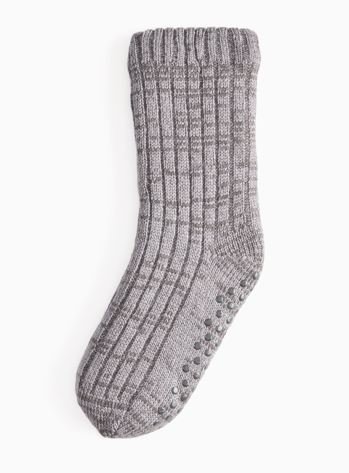Grey Rib Knit Slipper Socks   6-11