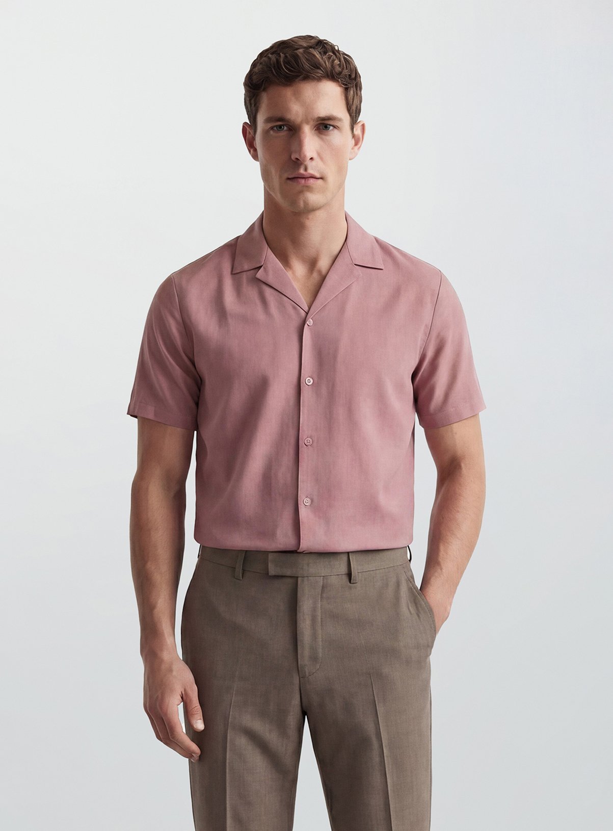 BURTON Rose Pink Short Sleeve Resort Linen Shirt