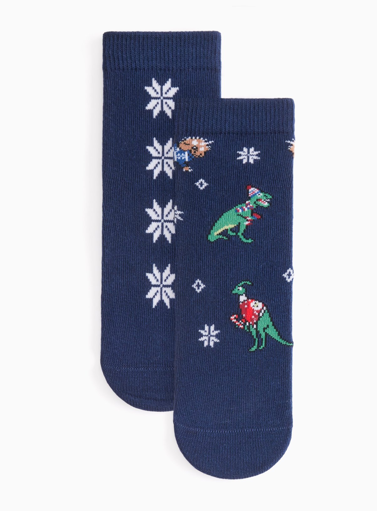 Blue Christmas Dinosaur Ankle Socks 2-Pack 