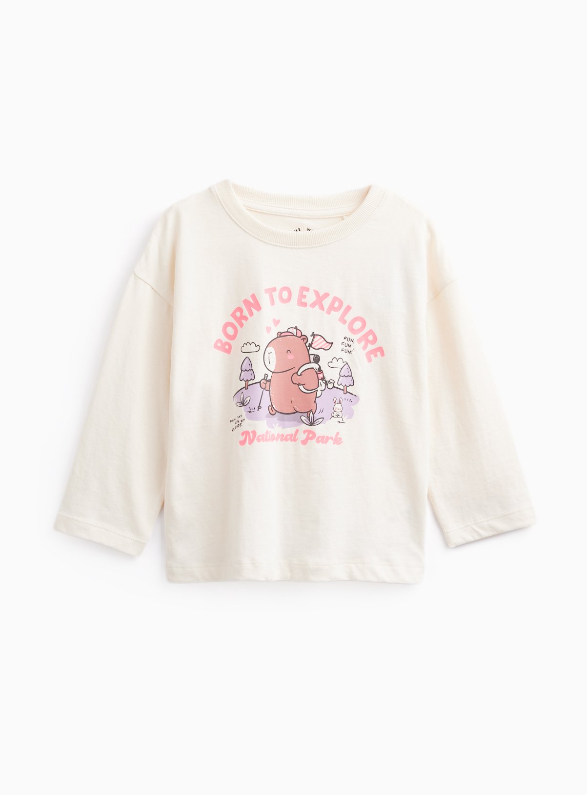 Cream Capybara Born to Explore Long-Sleeve T-Shirt 