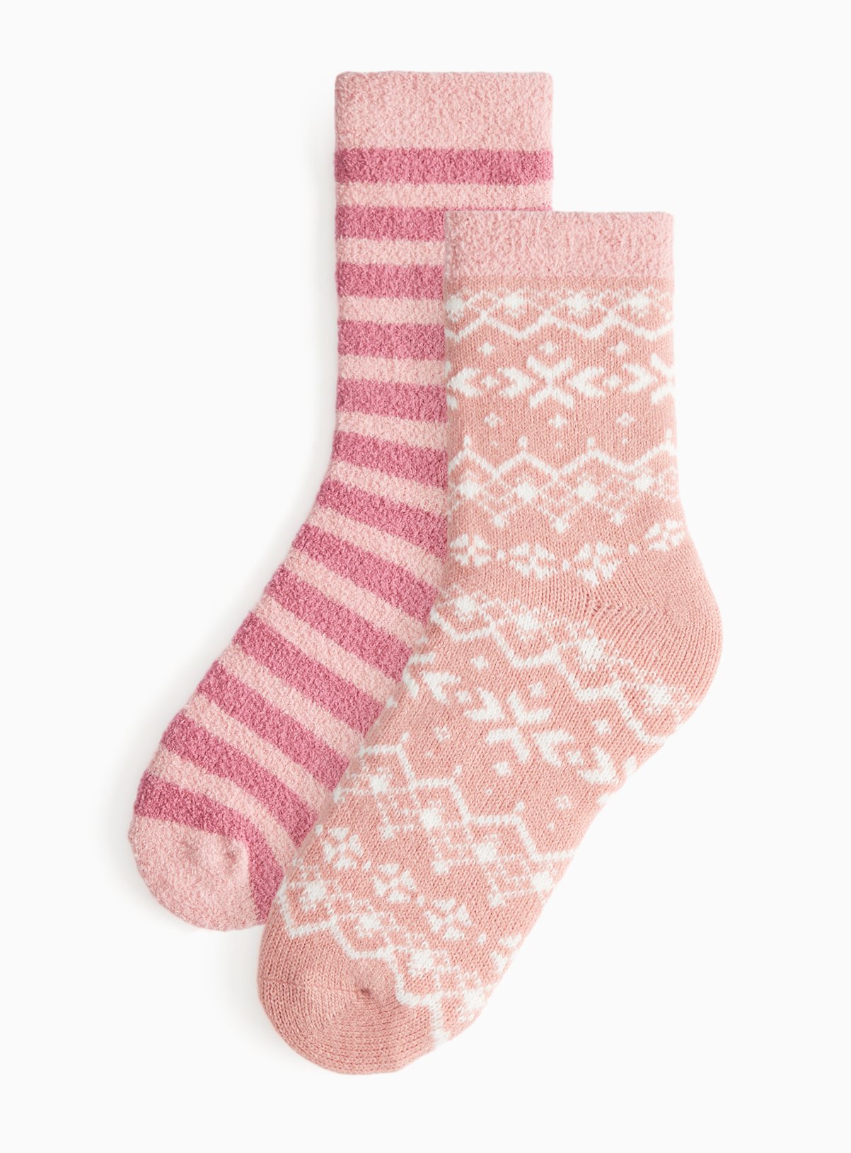Pink Fairisle Cosy Ankle Socks 2 Pack 4-8