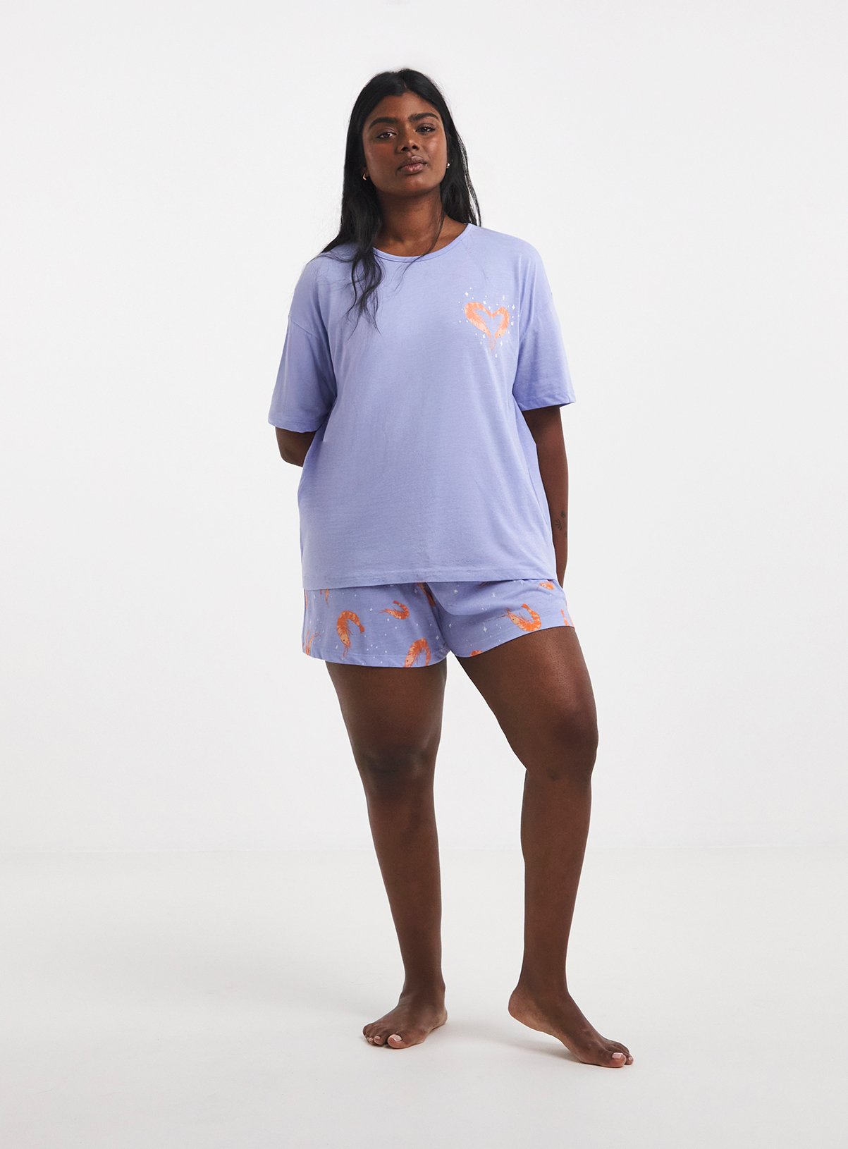 SIMPLY BE Shrimp Print Shortie Pyjama Set 