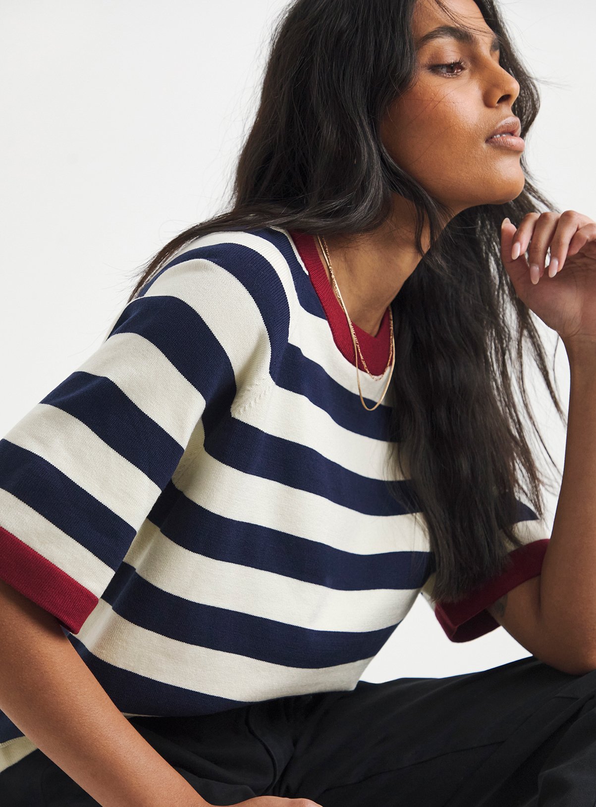 SIMPLY BE Stripe Half Sleeve Knitted Jumper 