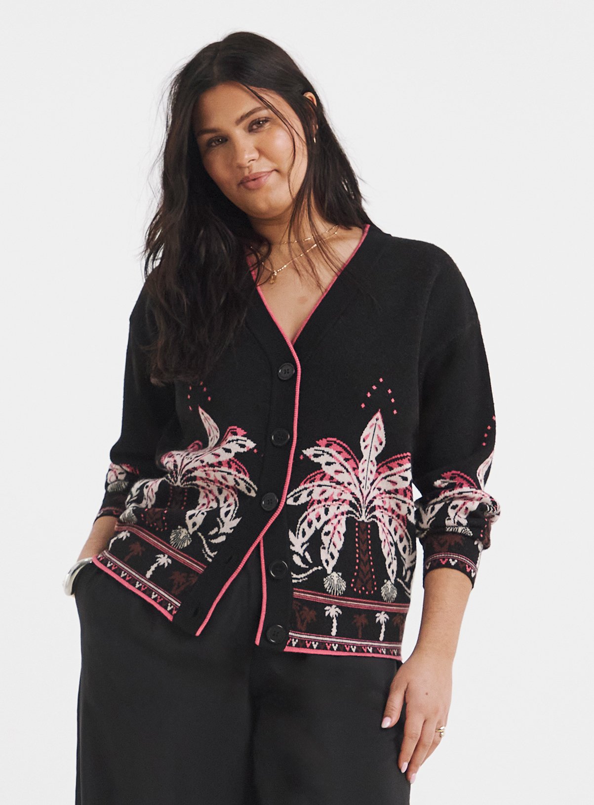 SIMPLY BE Tropical Print Boxy Cardigan 