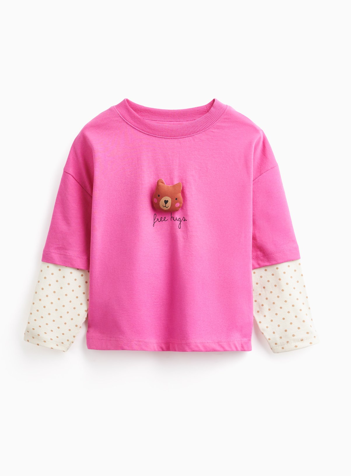 Pink Teddy Bear Mock Sleeve Top 