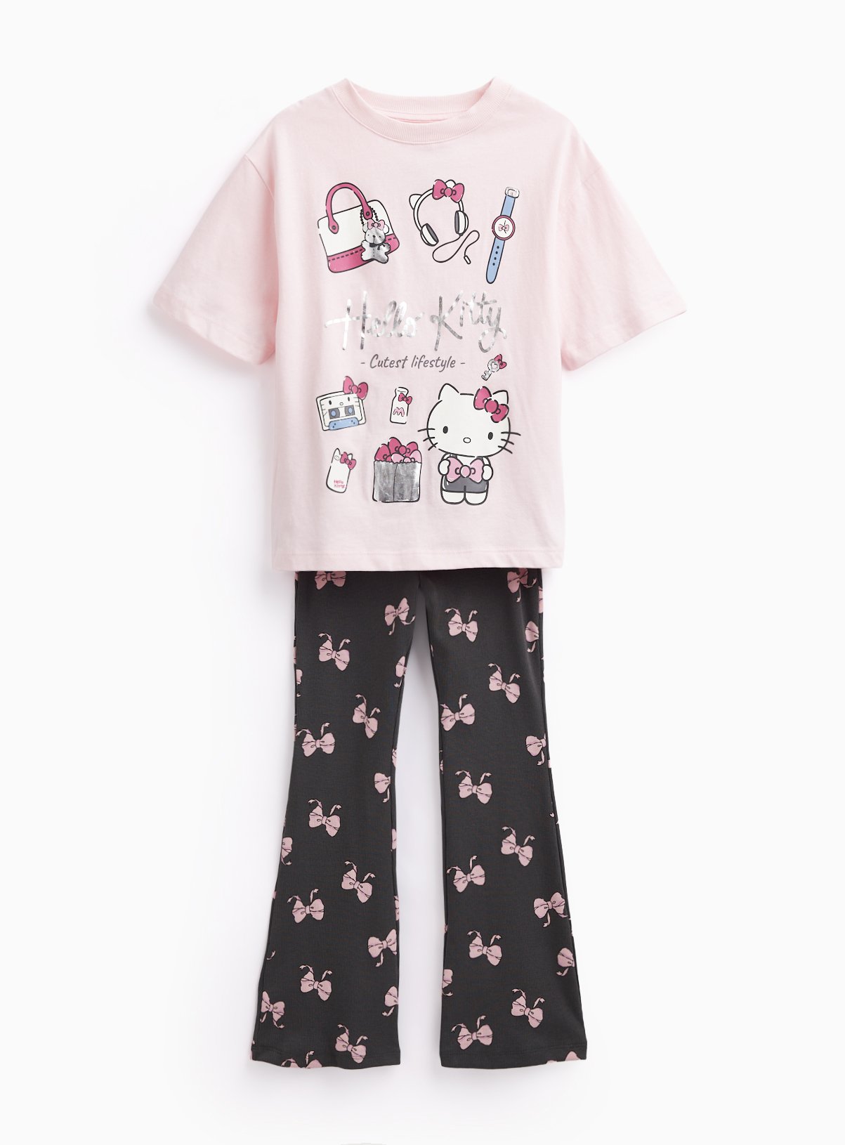 Hello Kitty Bow T-Shirt & Flared Leggings Set 