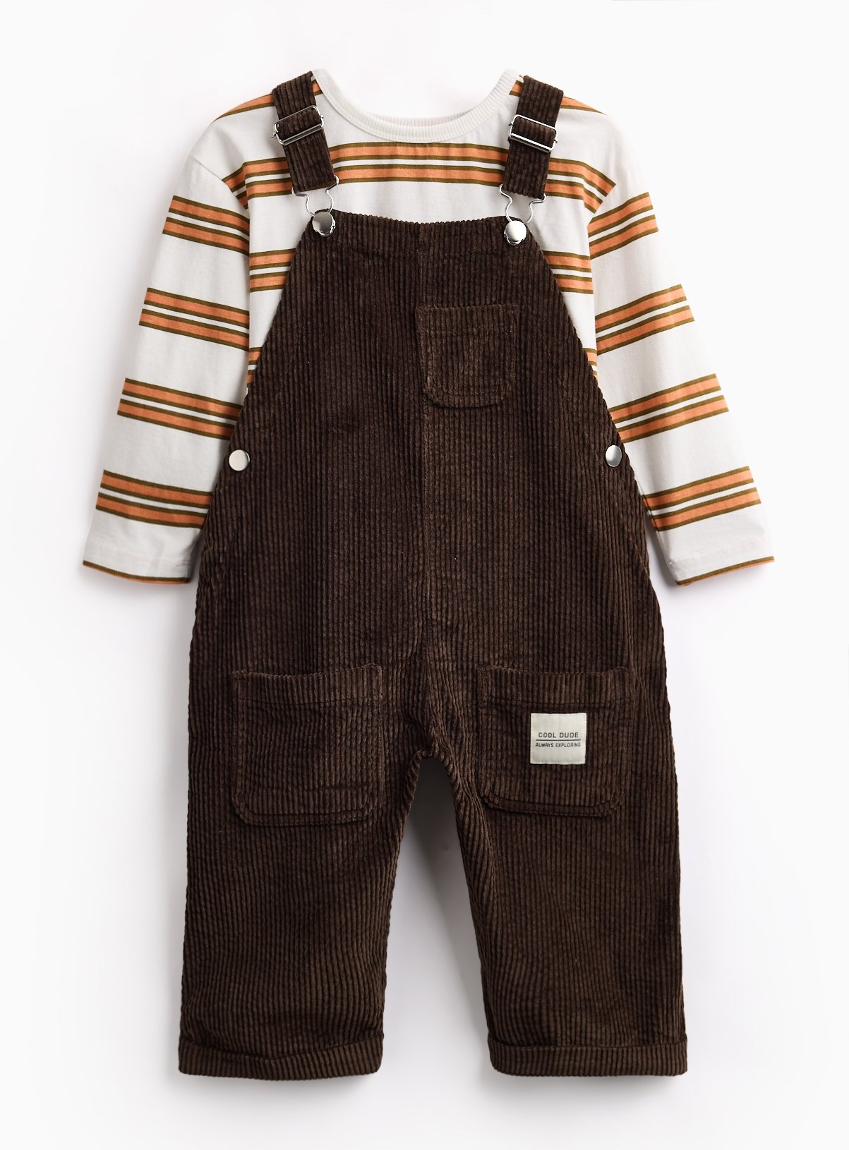 Brown Corduroy Dungaree Set 