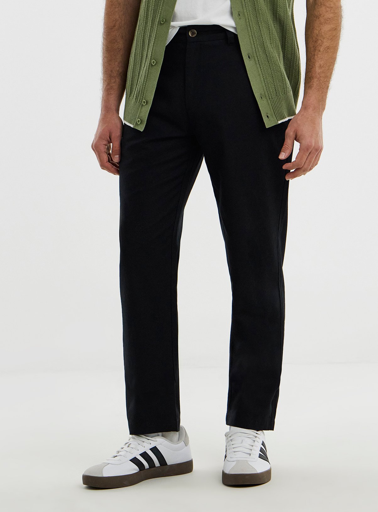 JACAMO Straight Fit Linen Chino Black 