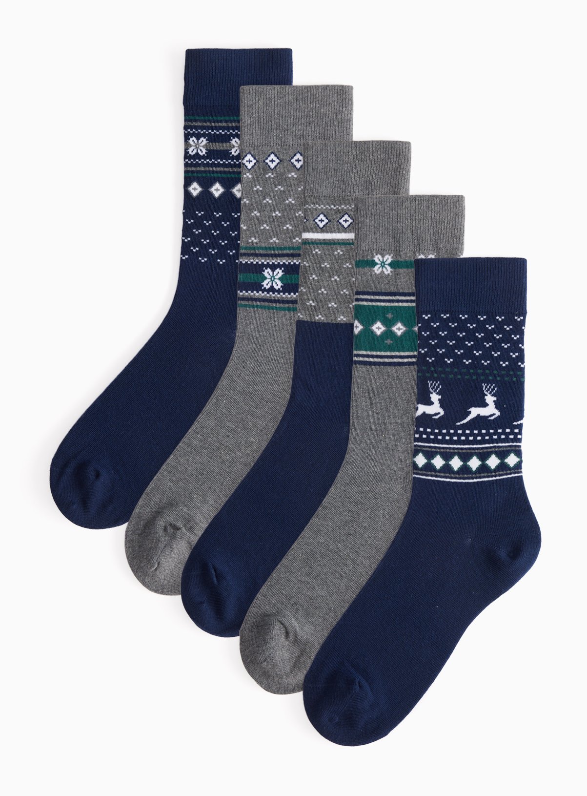 Fairisle Stag Socks 5 Pack 