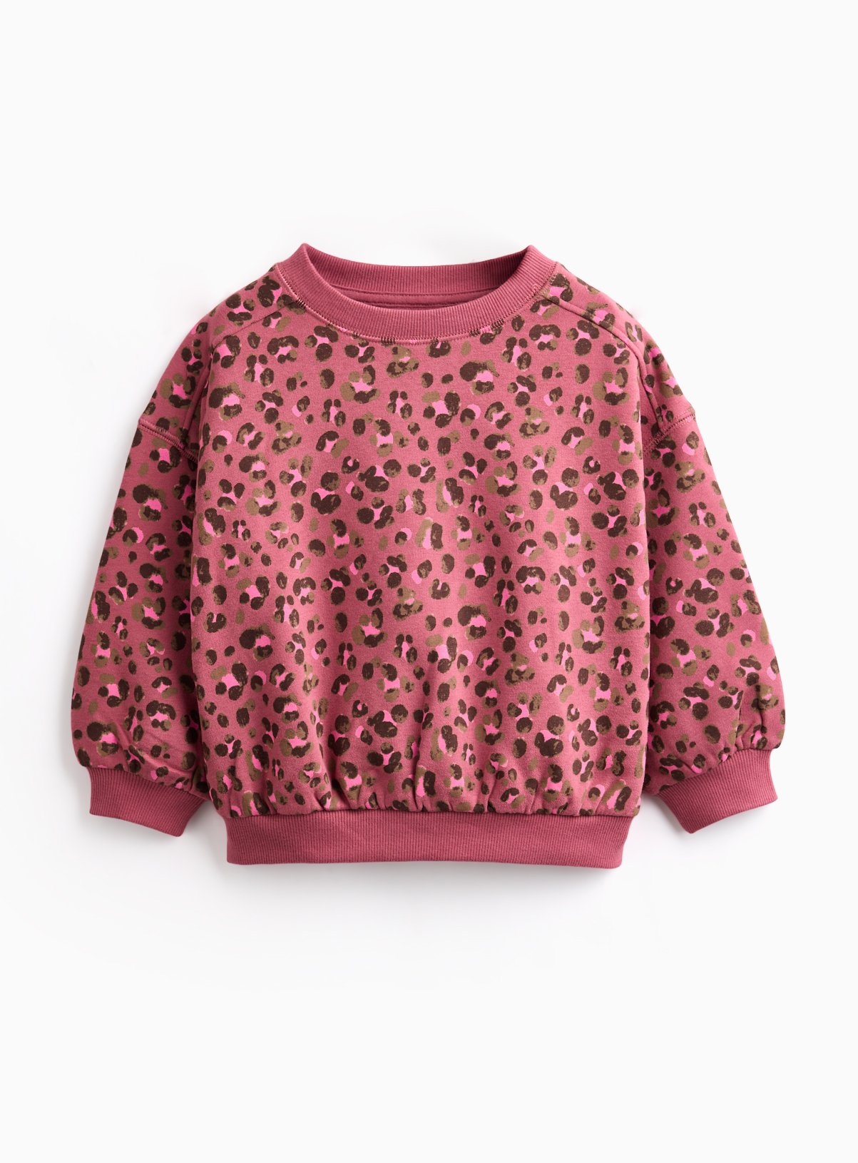 Pink Animal Print Crewneck Sweater 