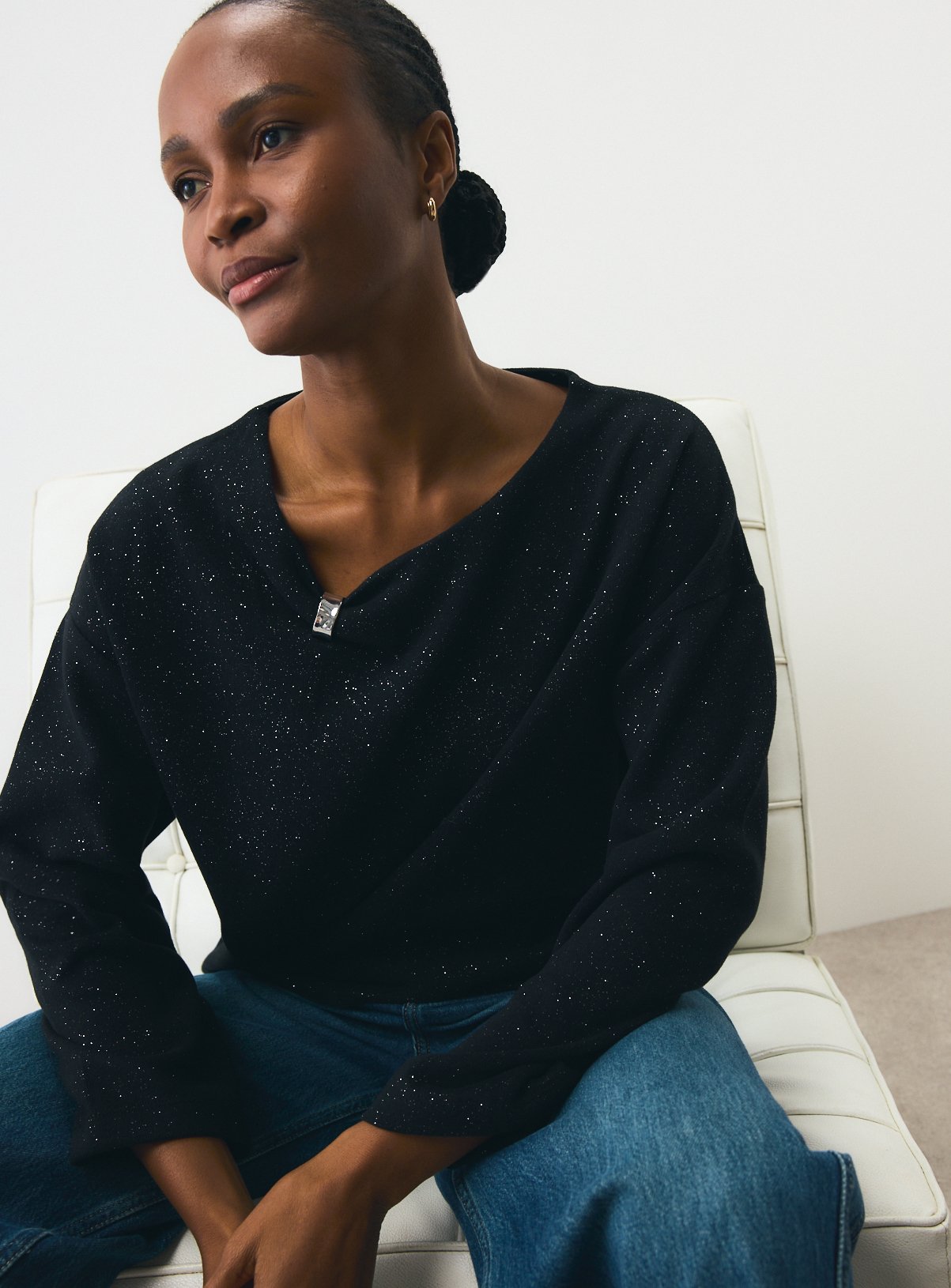 Black Sparkle Trim Top 