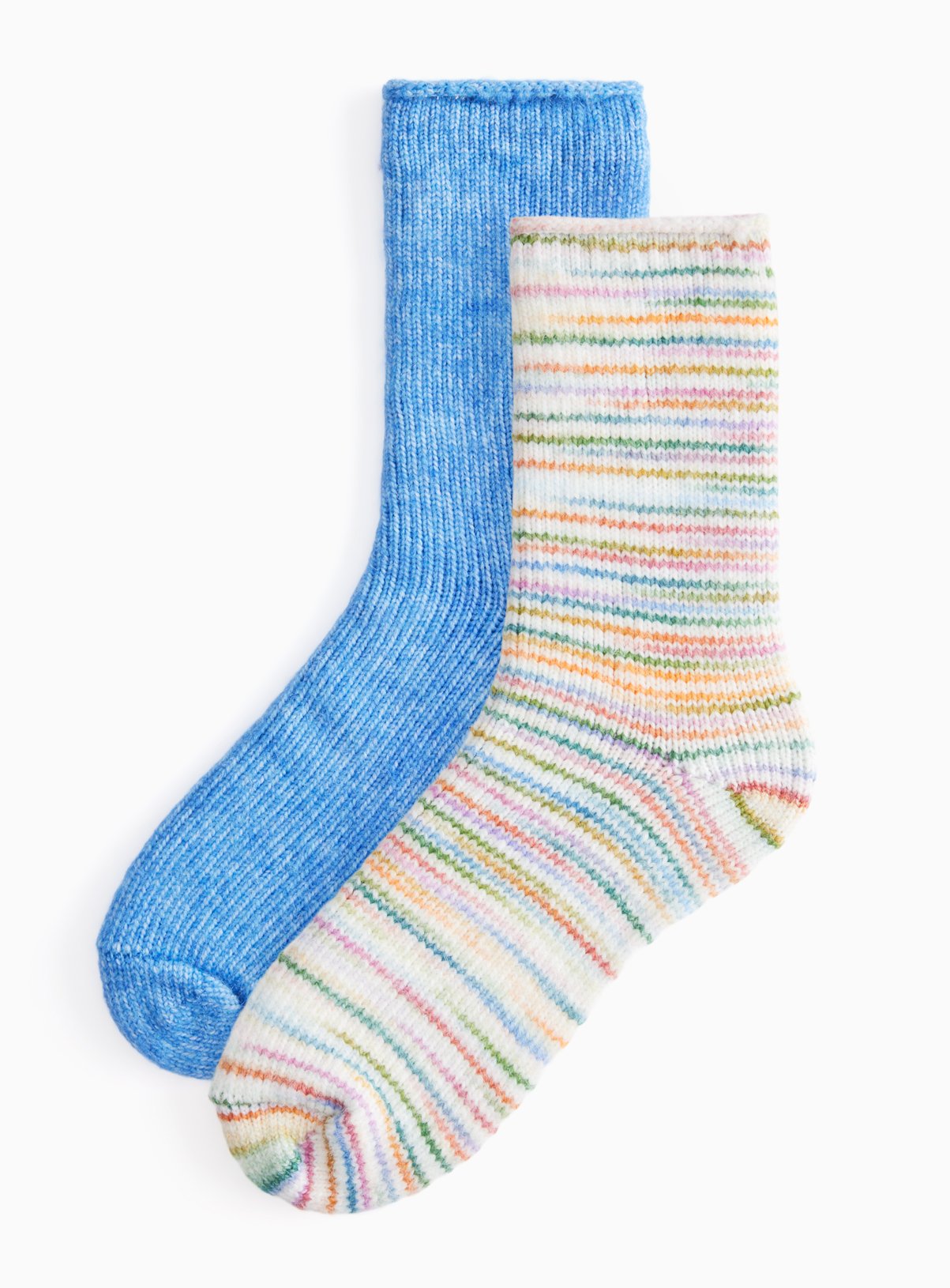 Blue & Striped Thermal Ankle Socks 2 Pack 4-8