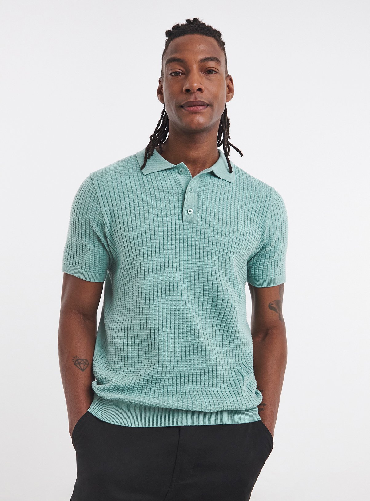 JACAMO Waffle Knitted Polo 