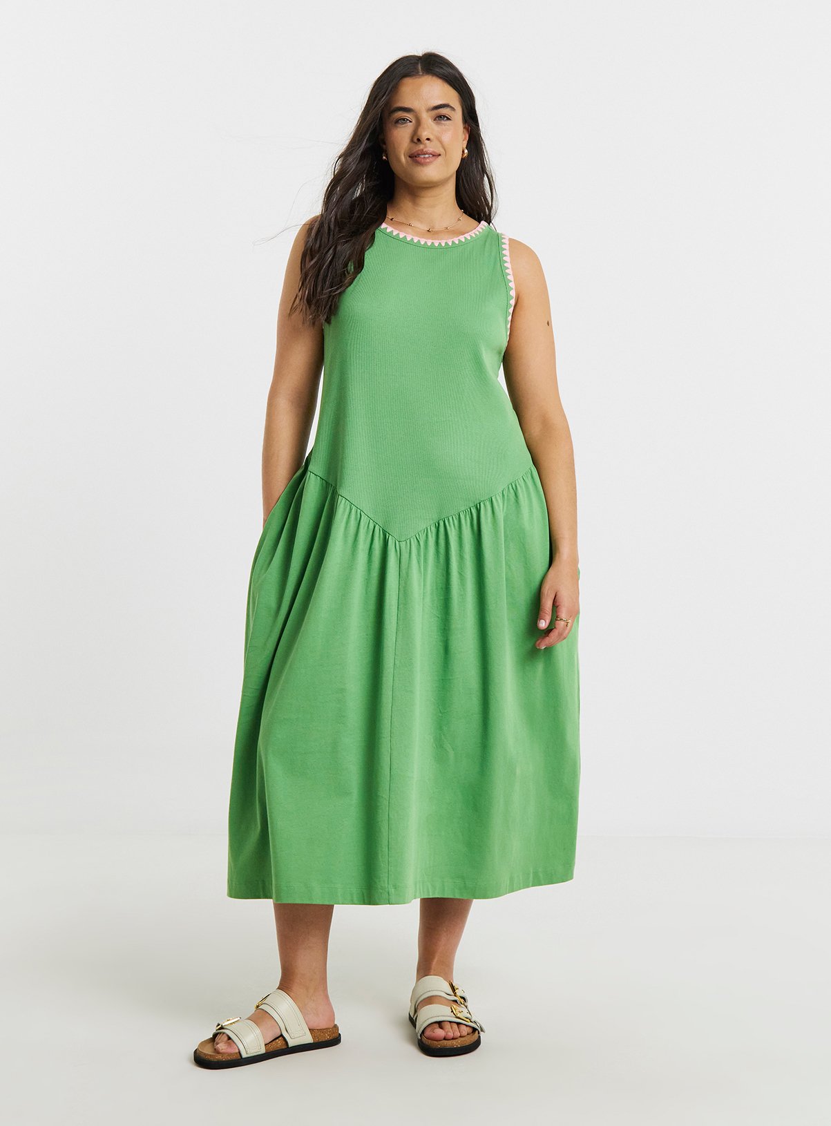 SIMPLY BE  Jersey Mix Midaxi Dress With Whipstich 